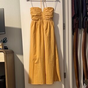 Yellow Strapless Midi Dress